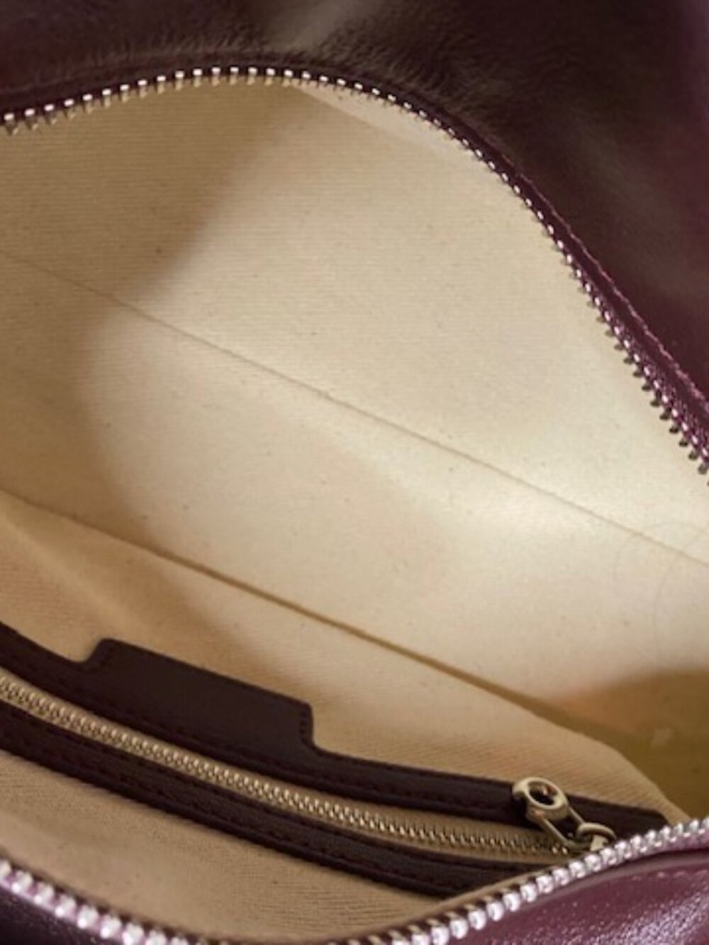 Leather Women’s Burgundy Pillow-Shaped Baguette Shoulder Bag - Picture 8 of 8